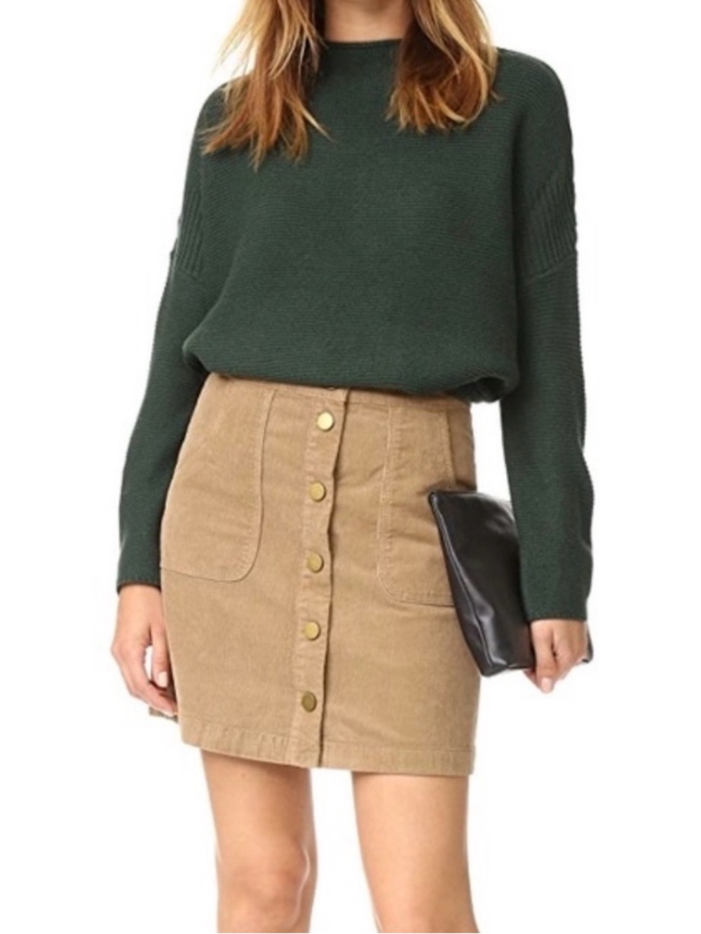 Tory Burch Lucitano Corduroy Button Front Mini Skirt Beachwood 10